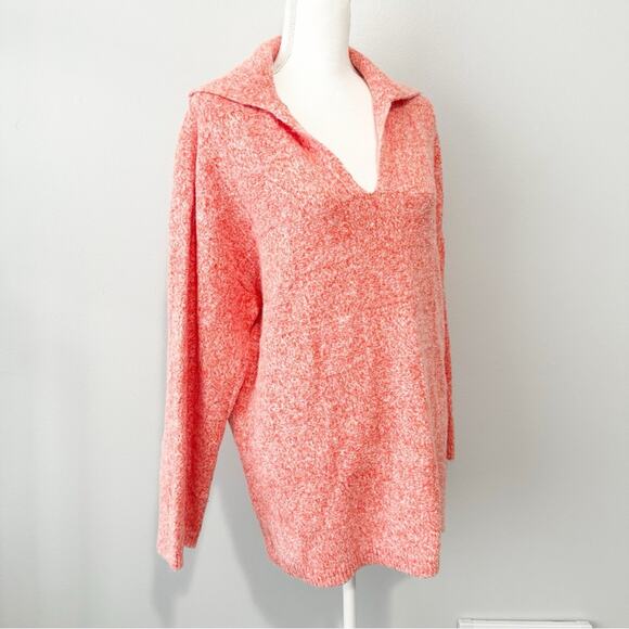 Zara knit orange sweater collared size medium polo long tunic - Picture 5 of 9